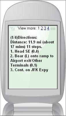 Driving directions on Google SMS