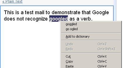 Verb "Googled" Not in Google's Spellchecker